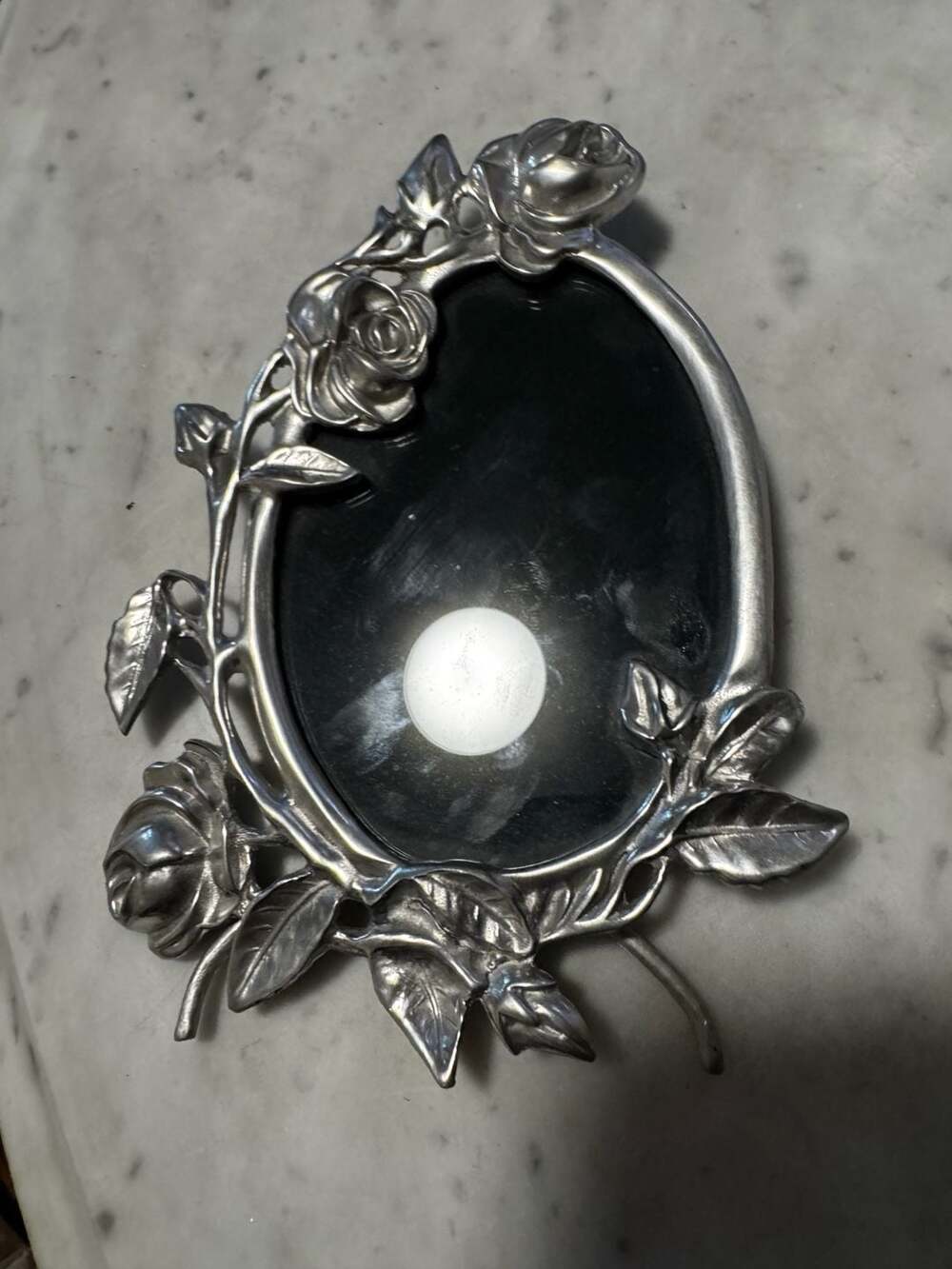 Elias Art Nouveau Fine Pewter Rose Floral Oval Picture Frame Silver